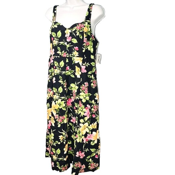 NWT Old Navy Linen Rayon Midi Dress L Petite Boho Cottage‎ Coastal Prairie - Picture 7 of 16